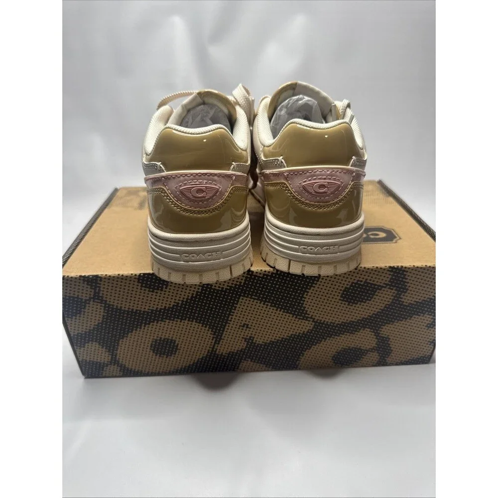 NEW Coach Woman Soho Sneaker With Patent Signature Candy Pink/Light Beige CEE45